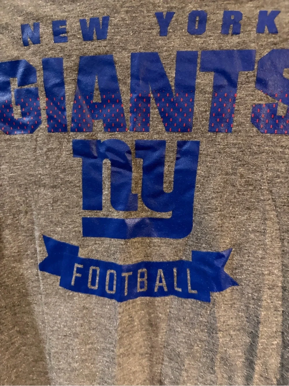 NFL NY Giants Gray raglan style long sleeve tee Youth / Boys Large (Size 14/16)